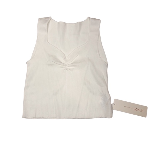Goelia Acetate Knitted Ruched Vest Women's Tank Top Off White Size Large NEW - Picture 3 of 16